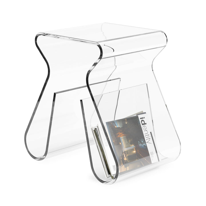 Umbra Magino Hocker mit integriertem Zeitschriftenständer, Acryl klar, Hocker