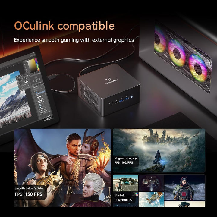 MINIS FORUM UM790 Pro Mini-PC AMD Ryzen 9 9 7940HS nur 5,2 GHz 32 GB DDR5 1TB SSD mit AMD Radeon 780