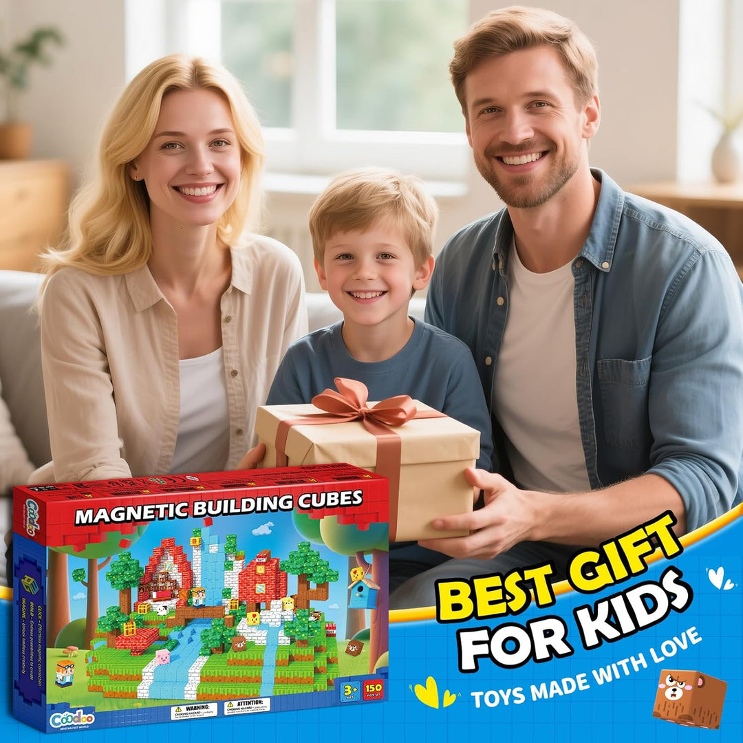Coodoo 150 STK Magnetbausteine für Kleinkinder, Magnetische Bausteine für Kinder ab 3 Jahren, Sensor