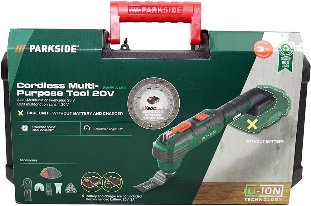 HEADNMORE® Bundle - PARKSIDE® Akku Multifunktionswerkzeug 20V PAMFW 20 +Schlüsselanhänger (inkl 1x4A