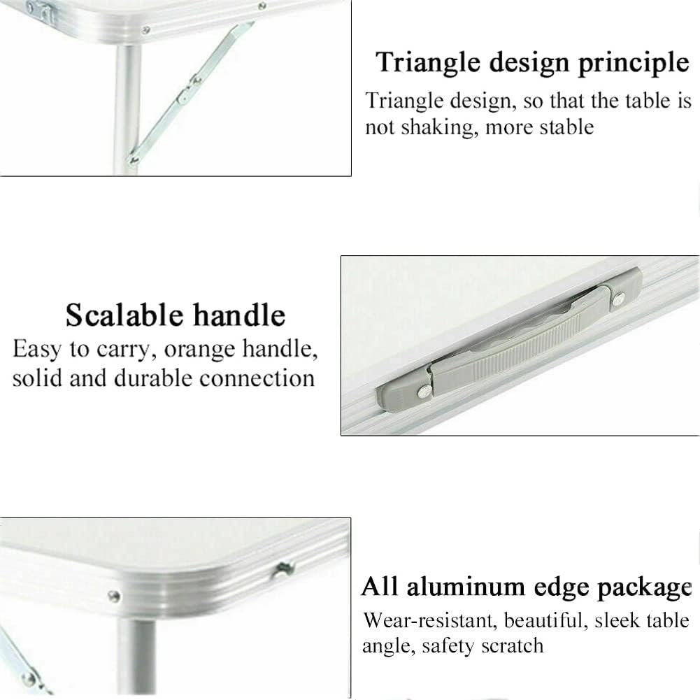 Tragbar Klapptisch Aluminium, Campingtisch Flatbar für Balkon Terrasse Picknick, Esstisch Bürotisch
