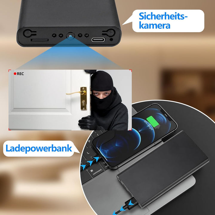 Mini-Kamera,Sicherheitskamera, HD1080P-Indoor/Outdoor-Überwachungskamera,55 Stunden AufnahmezeitMit