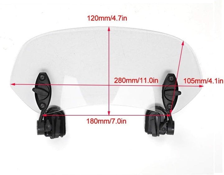 BOROCO Windschutzscheibe, Windabweiser Motorrad, Universal Motorrad Verstellbarer Clip auf Windschut