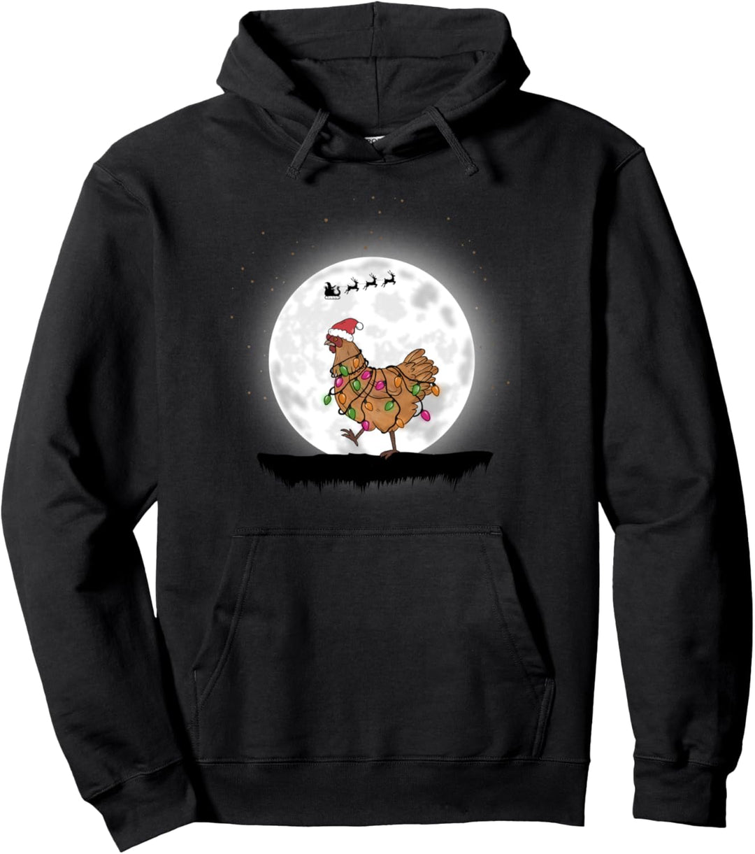 santa Huhn Weihnachtslichter Huhn Bauer Weihnachten Pullover Hoodie