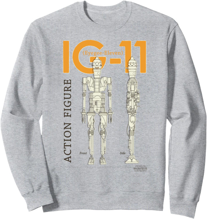 Star Wars The Mandalorian IG-11 Action Figure Schematic Sweatshirt