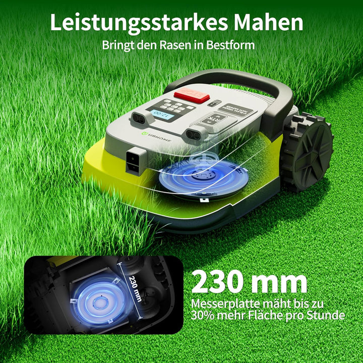 M10 Rasenmäher Roboter, Mähroboter ohne Begrenzungskabel für Rasenflächen bis 1000m², Vision+RTK Fus