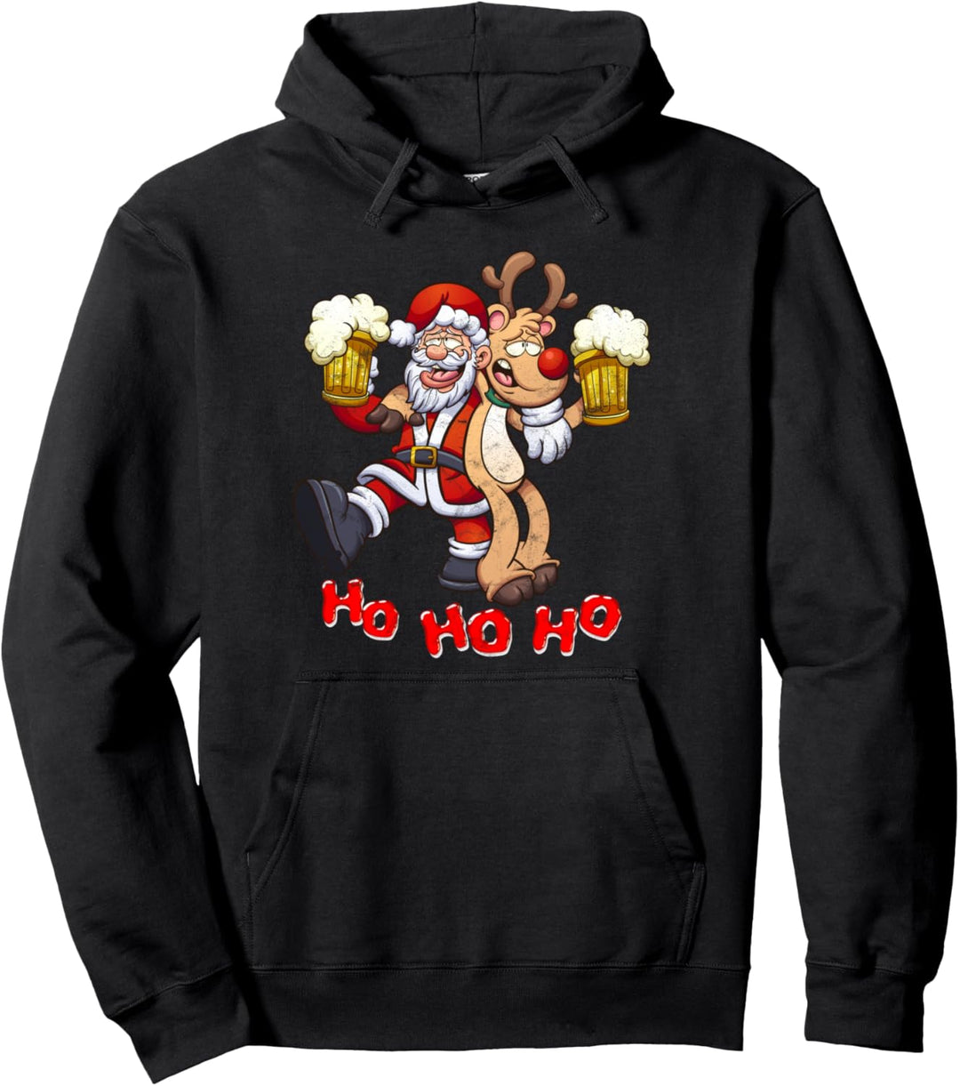 Betrunkener Weihnachtsmann mit Rudolf dem Rentier - Xmas Pullover Hoodie