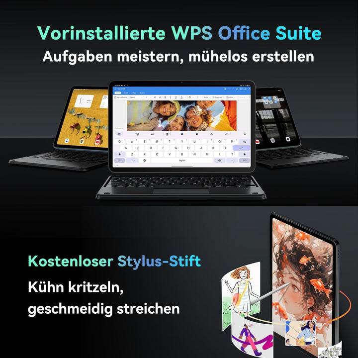 Blackview Mega2 12 Zoll Tablet mit Tastatur, 2K FHD+ Grosses Display, 18GB RAM + 256GB ROM, Gaming T