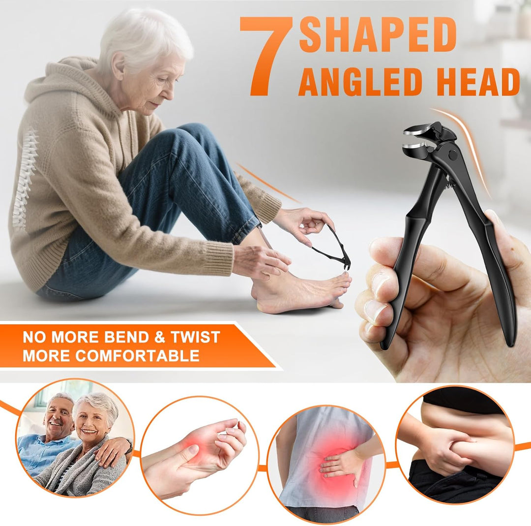 Winkelkopf Nagelknipser für Senioren - DRMODE Ergonomischer Nagelknipser Fussnägel mit Auffangbehält