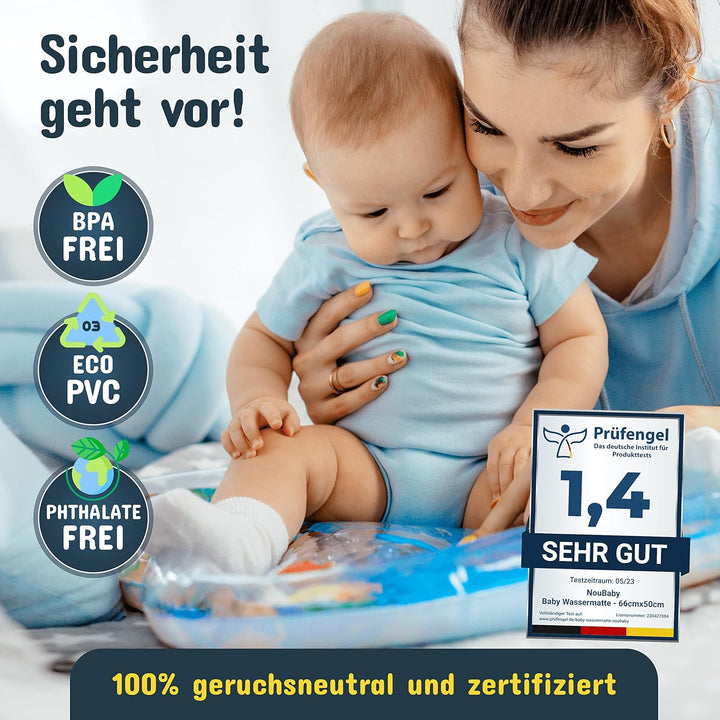 NouBaby® Wassermatte Baby BPA Frei Gross I Babymatte und Spielzeug ab 3, 6 und 9 Monate I Wasserspie
