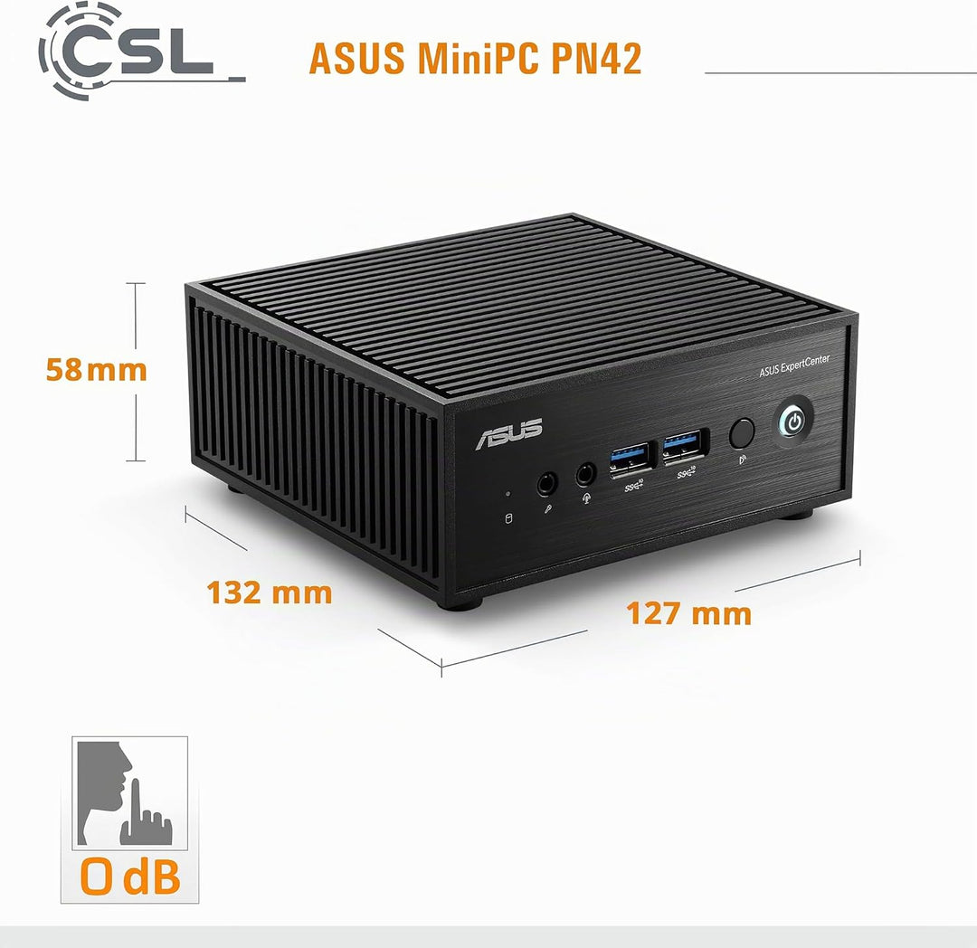 Mini PC ASUS PN42 mit Windows 11 Home, Intel N200 4X 3700 MHz Turbotakt, 4000 GB M.2 SSD, 32 GB DDR4