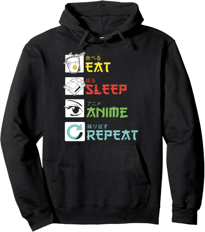 Eat Sleep Anime Repeat - Anime Pullover Hoodie