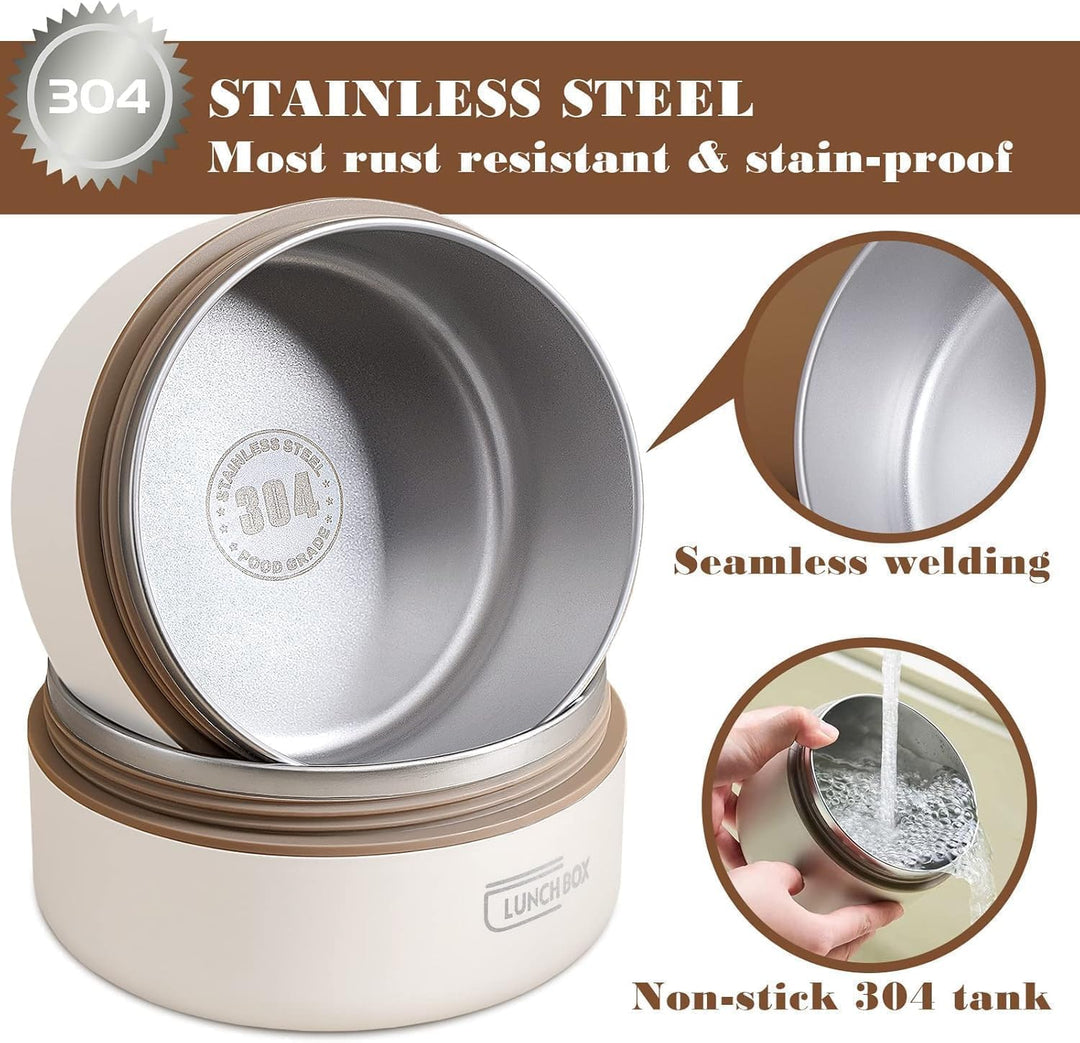 2 Stück Thermo Lunchbox Edelstahl Mit Tasche,Thermobehälter Für Essen,Auslaufsicher Essen Warmhalten
