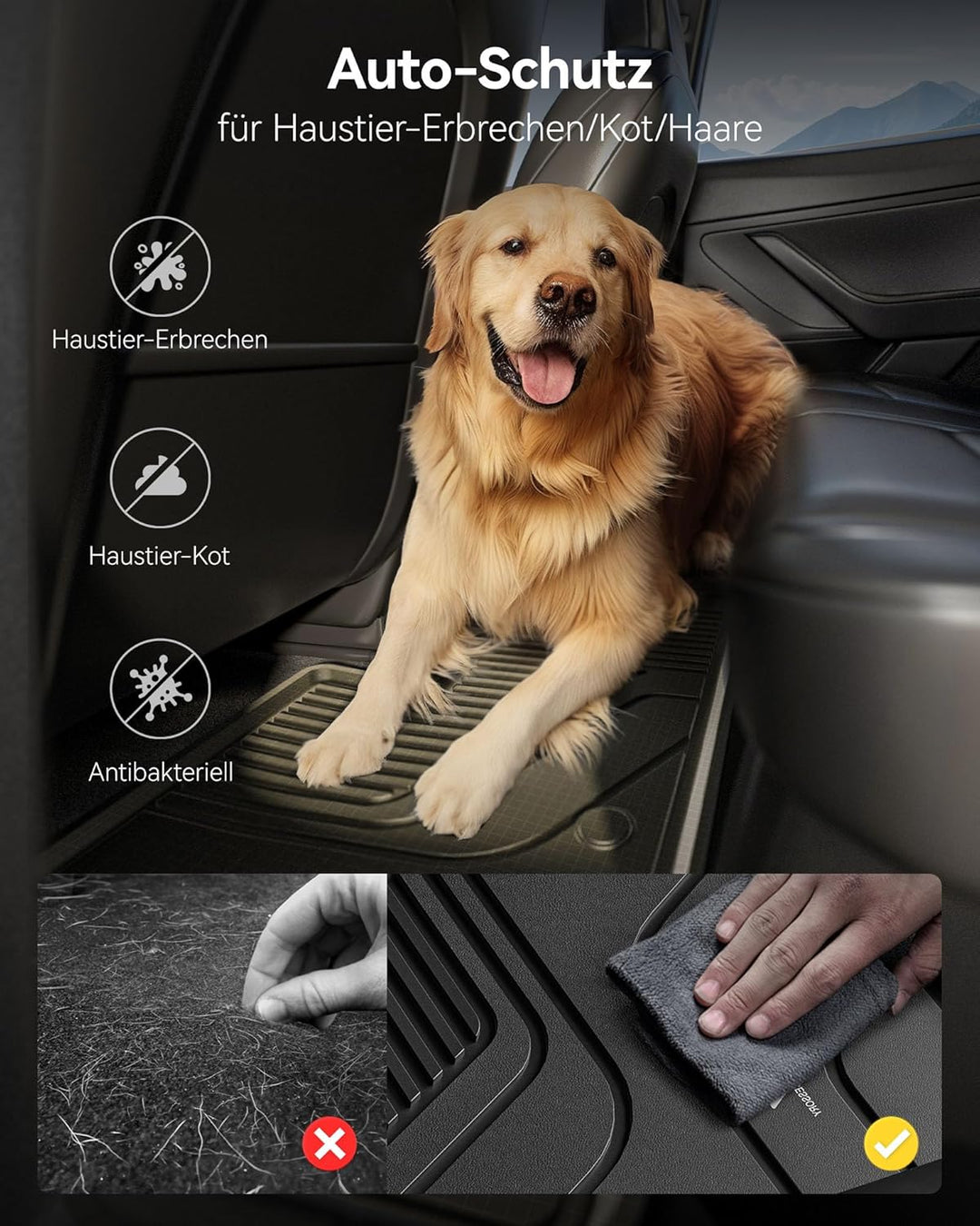 3W Tesla Model Y Kofferraummatte Massgeschneidert,Hundegerechter TPE Kofferraumwanne Kompatibel für