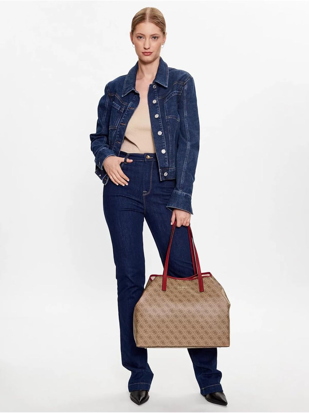 GUESS Damen Vikky Large Tote Bag Braun, Braun