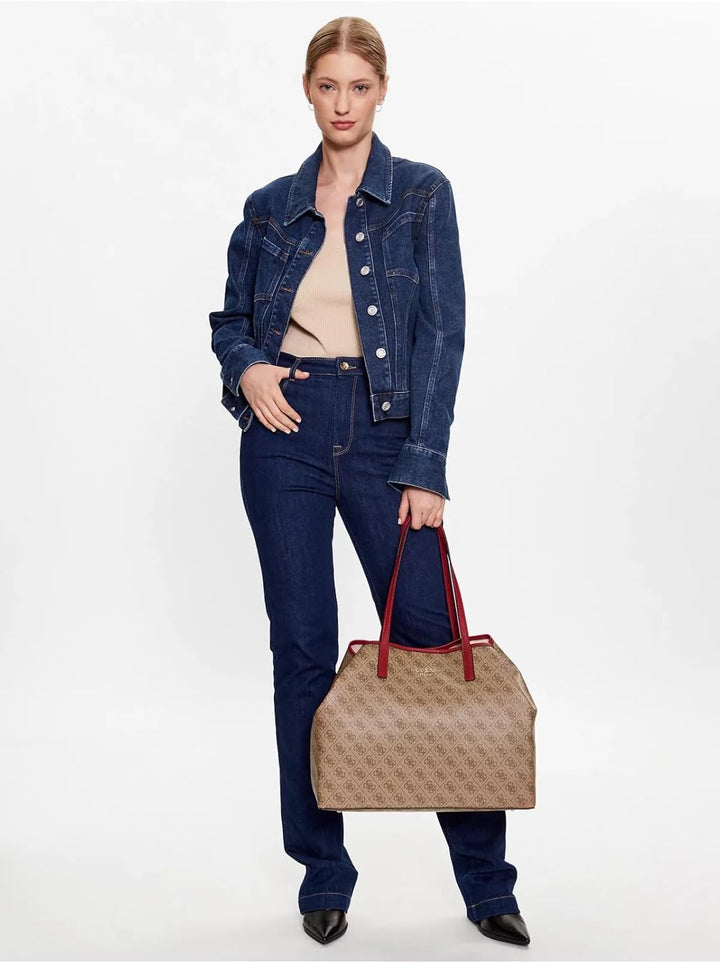 GUESS Damen Vikky Large Tote Bag Braun, Braun