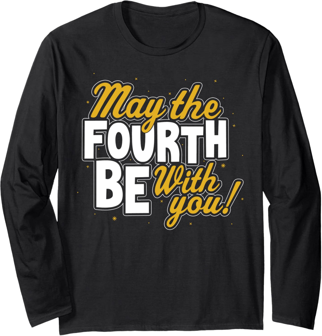 Star Wars May The Fourth Be With You Block Text Langarmshirt