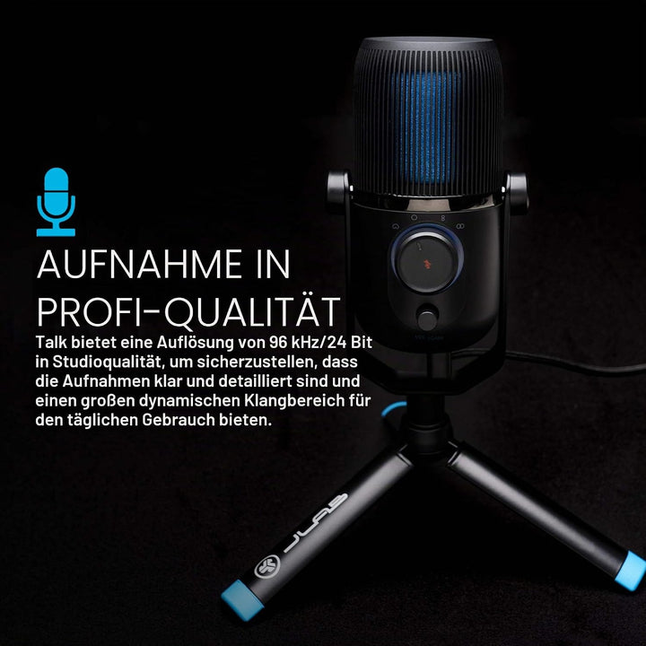 JLab Talk USB Mikrofon PC Plug und Play mit USB-C, 4 Richtcharakteristiken, Lautstärkeregelung und S