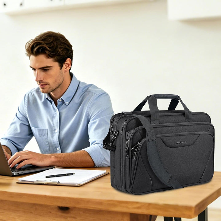 KROSER Laptop Tasche 18 Zoll Prämie Business Aktentasche Passt Bis Zu 17,3 Zoll Wasserabweisend Comp