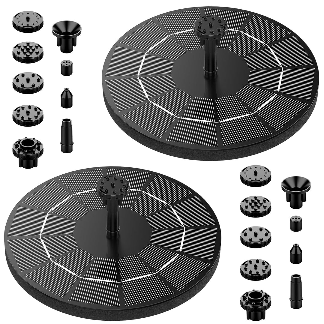 AISITIN 2PCS 3.5W Solarbrunnen für Draussen, Solar Springbrunnen mit Panel Eingebaute Batterie Wasse