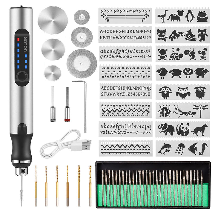 Uolor Kabellos USB Wiederaufladierbar Gravur Werkzeug Kit, Elektrischer Mini Graveur Gravurwerkzeug,