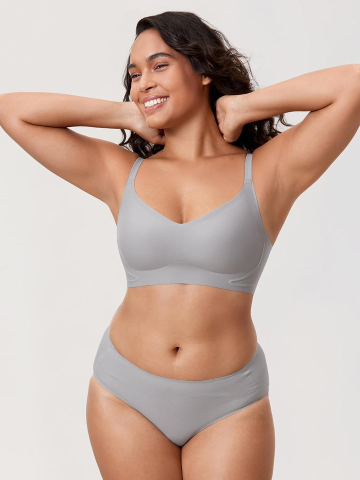 MELIWOO Damen Nahtloser BH ohne Bügel Invisible Gepolstert Entlastungs Bralette 80G Quantengrau, 80G