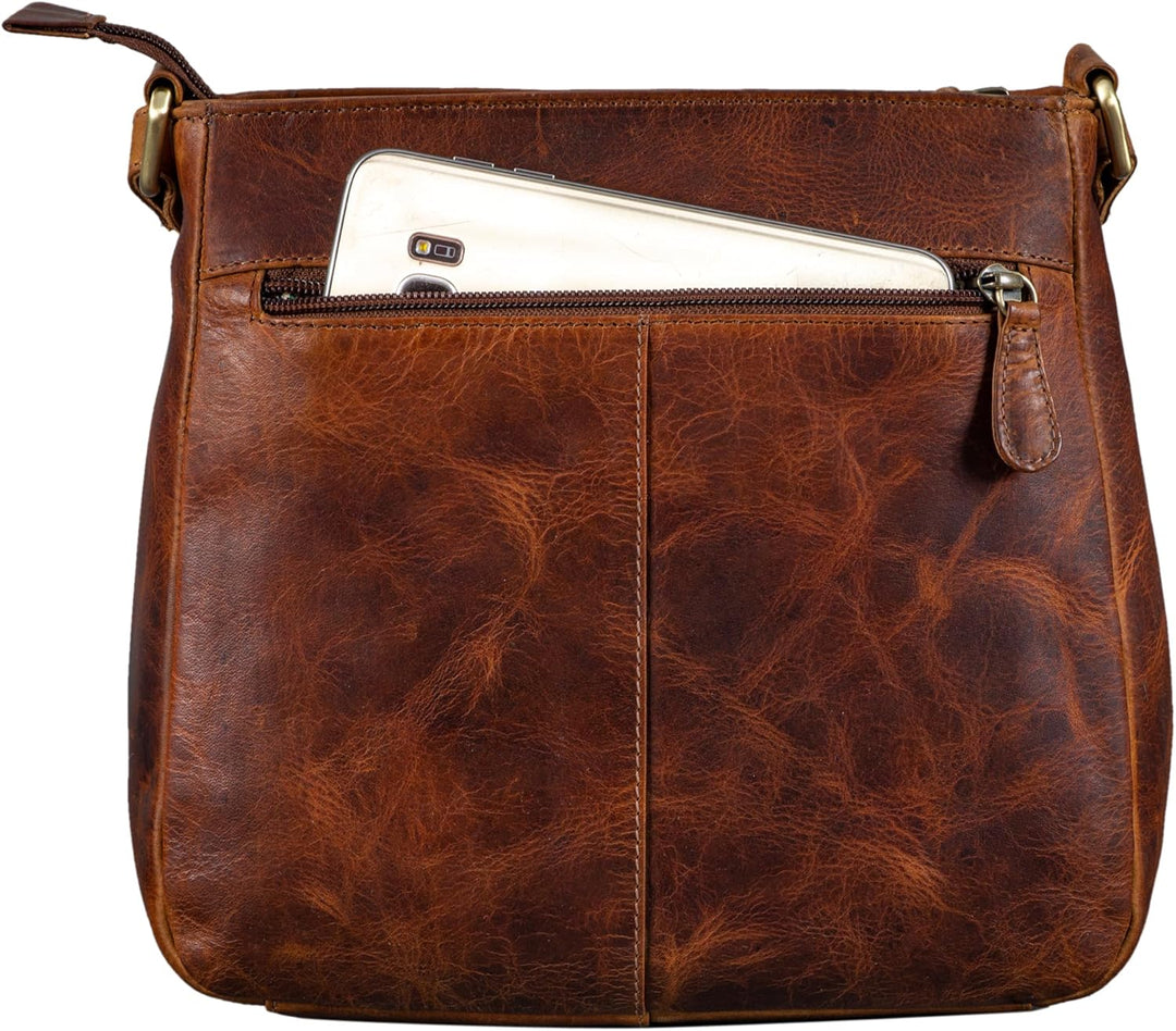 STILORD 'Jodie' Leder Umhängetasche Damen Vintage Handtasche Elegante Ledertasche Crossbody Bag Frau