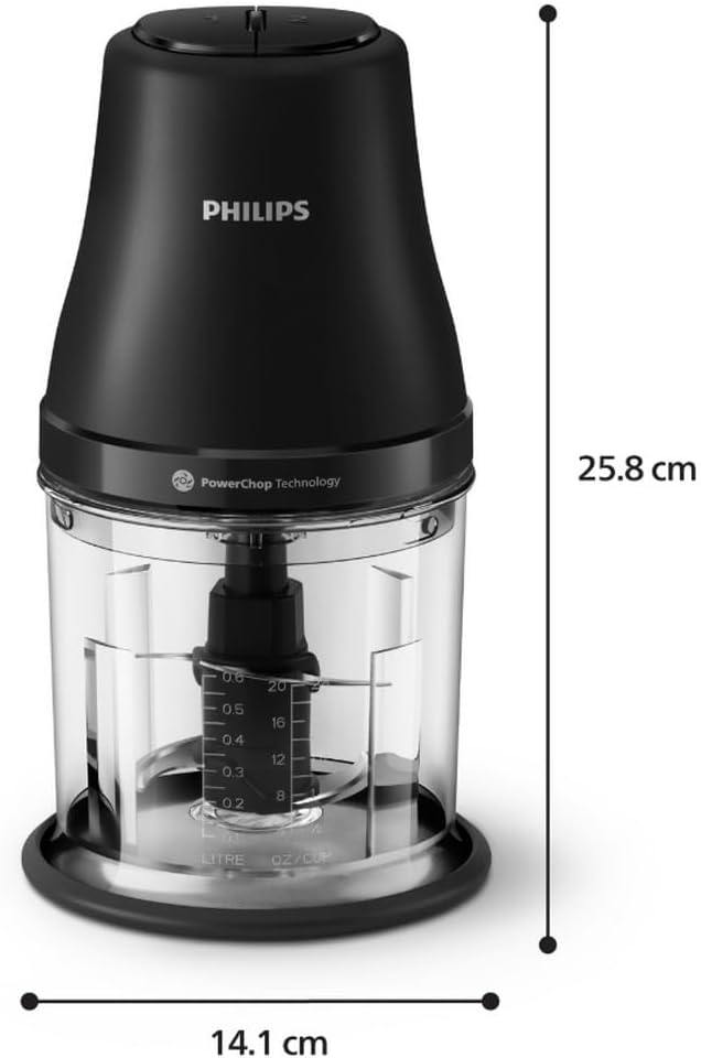 Philips HR1501/00 Food Chopper, PowerChop Technology, 450 W, 2 speed settings