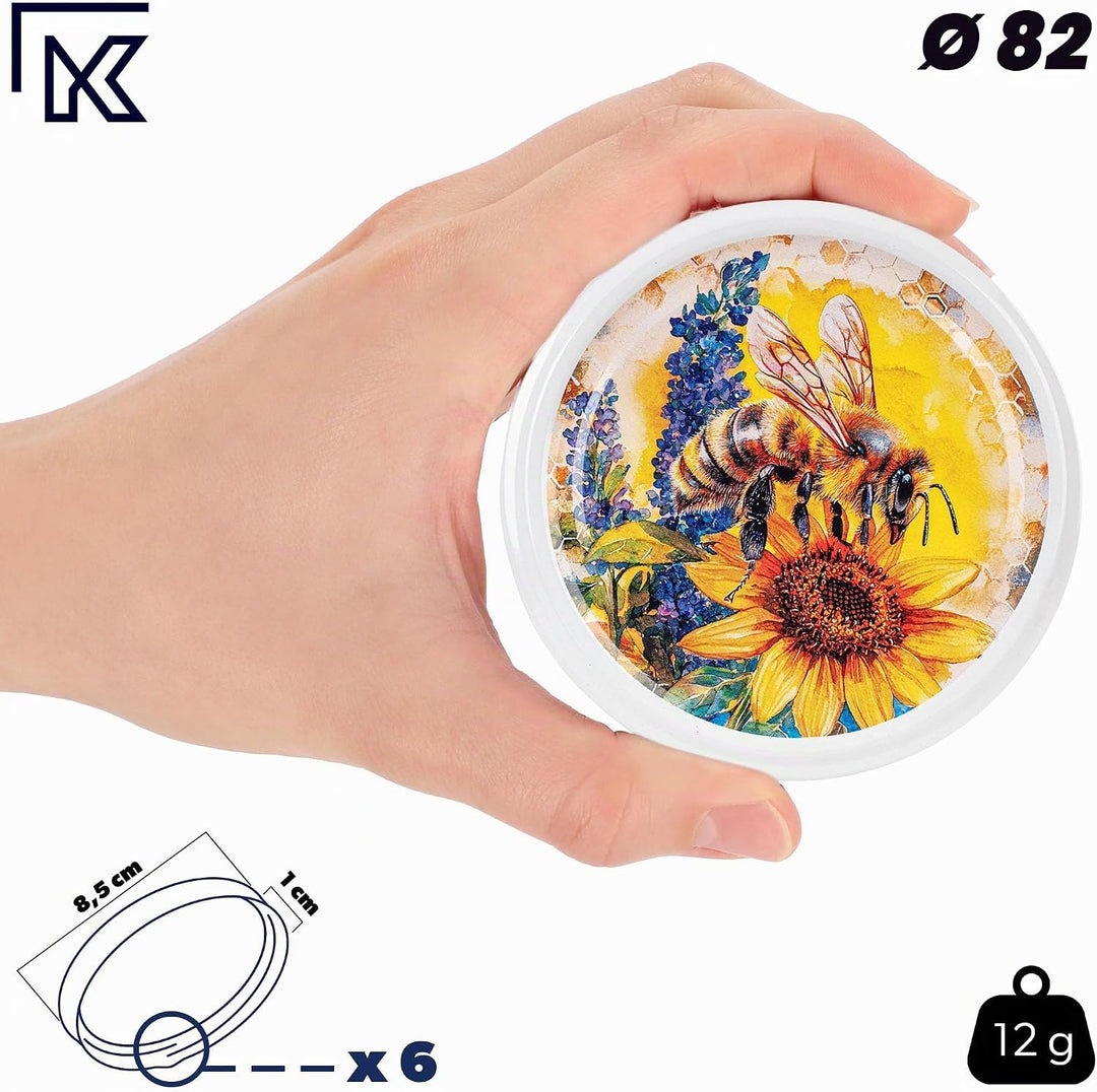KADAX 10er Set Marmeladengläser 350ml TO82 Bunte Biene, Einmachgläser Vorratsgläser Mason Jar mit Sc