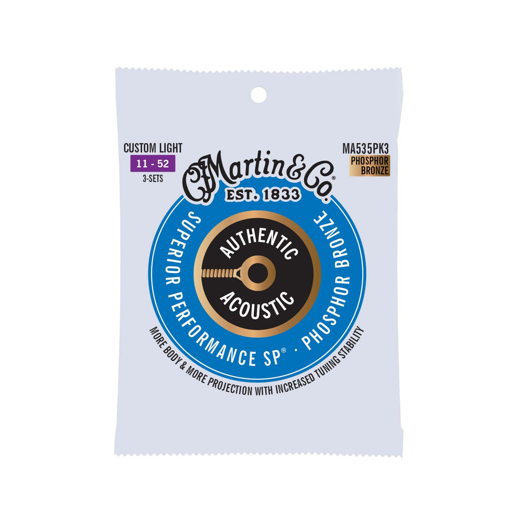 Martin Strings MA535 SP Phosphor Bronze 3 Pack Custom Light 11-52