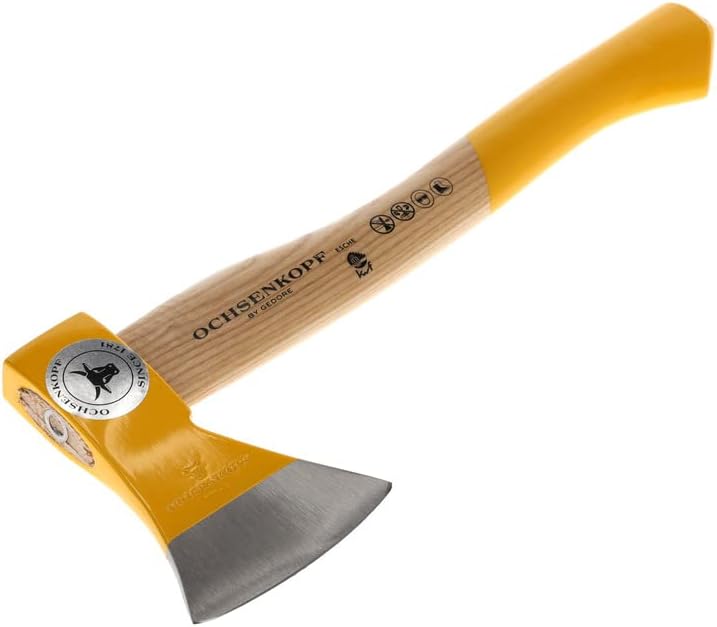Ochsenkopf Forstbeil, Polierte Schneide, Robustes Eschenholz, 36cm, 0,9 kg & Schleif- und Abziehstei