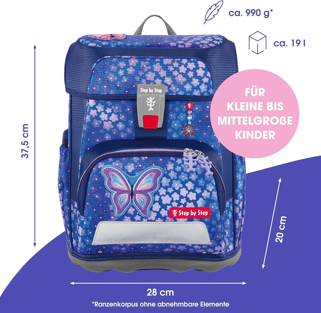 Step by Step Schulranzen-Set CLOUD, 5-teilig, ergonomischer Tornister mit Reflektoren, höhenverstell