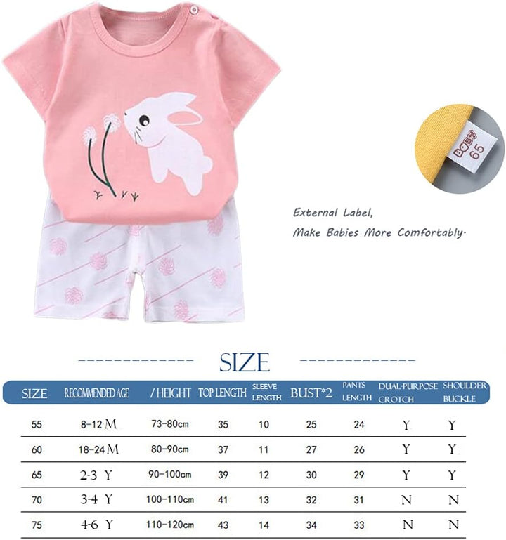 Baby Mädchen 3er Set Kurzarm Shorts T-Shirts Halbarm,6er Pack （Mit/Ohne Schulterschnalle） 2-3 Jahre