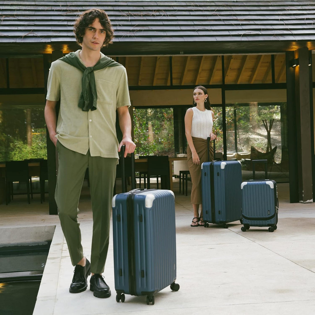 LEVEL8 Koffer Trolleys Handgepäck Hartschalenkoffer Rollkoffer Reisekoffer, TSA Schwarz Set 20/24/28