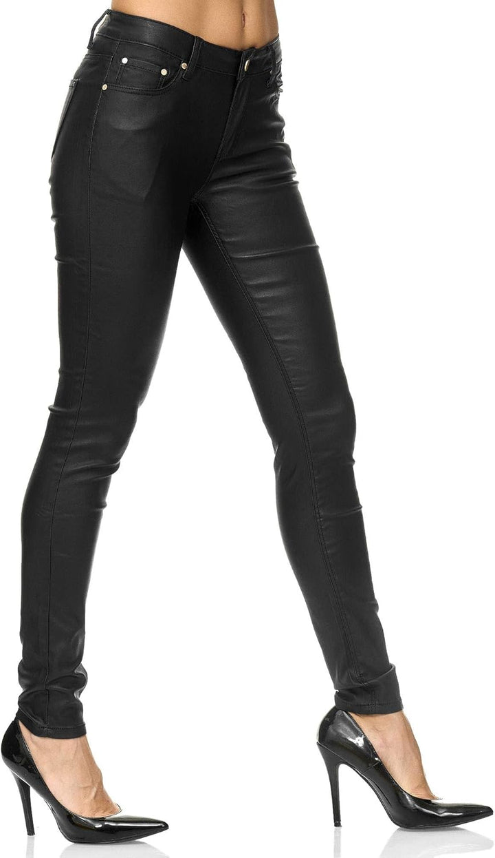 Elara Damen Hose Kunstleder Push Up Effekt Chunkyrayan 34 Slim Schwarz Fällt Eine Nummer Kleiner aus