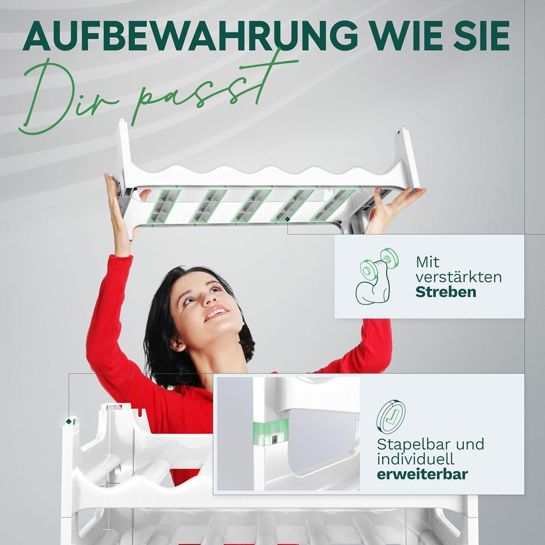 Novaliv Weisses, Modulares Flaschenregal für 48 Weinflaschen - Stapelbar, Erweiterbar, Robust - Idea