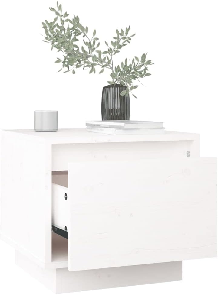 FIRBNUS Bedside Table Nachtkonsole Beistelltisch mit Stauraum Night Stand Nachttische 2er Set Weiss