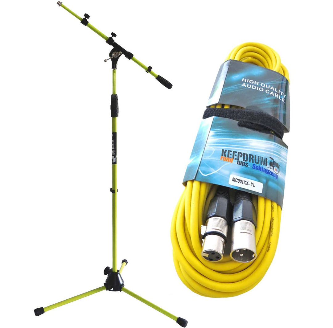 keepdrum MS106 YW Mikrofonständer Gelb + 6m XLR Kabel Gelb