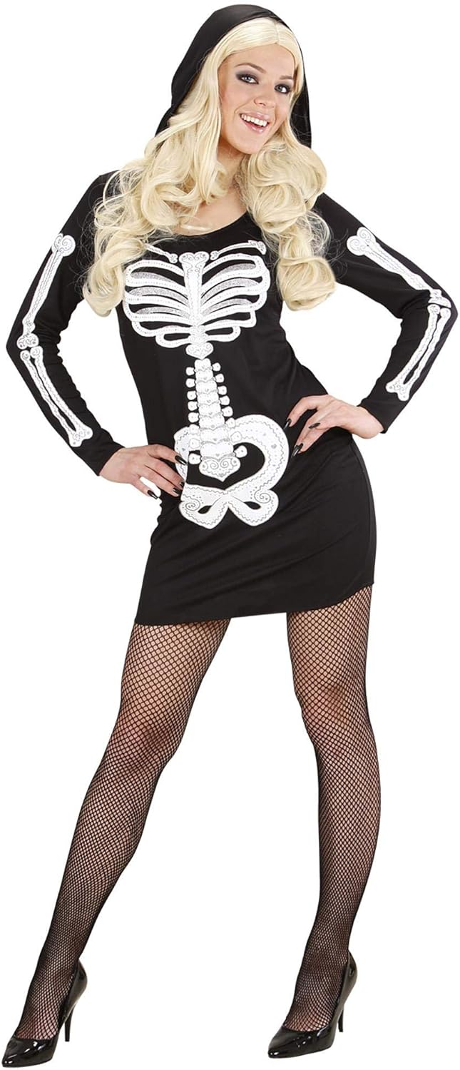 "GLAM SKELETON GIRL" (hooded dress) - (S), S