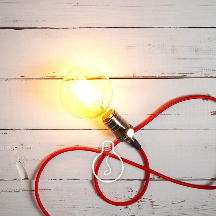 Amarcords - Textilkabel für Lampen ROT, rund, Seide, 3 Meter, mit 2 Leiter 2x0,75 - Stoffkabel mit f