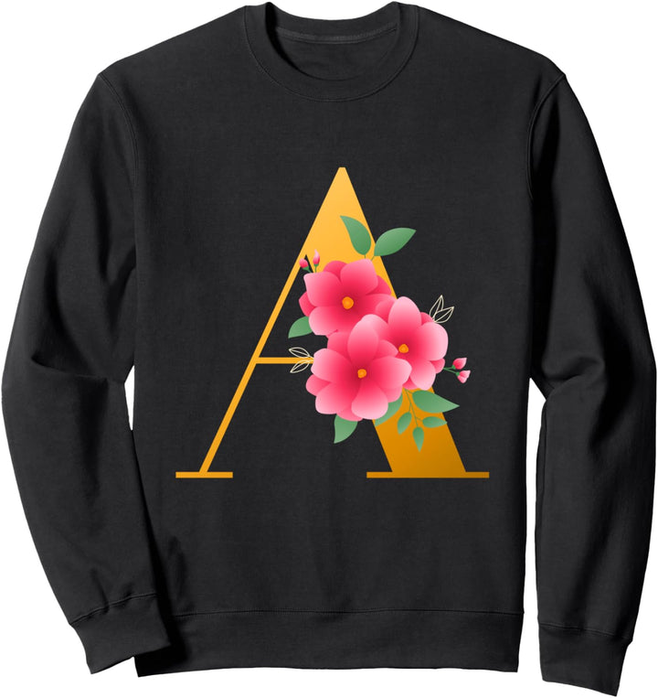 Floral A Alphabet Cute Initial Monogram Letter A Graphic Sweatshirt