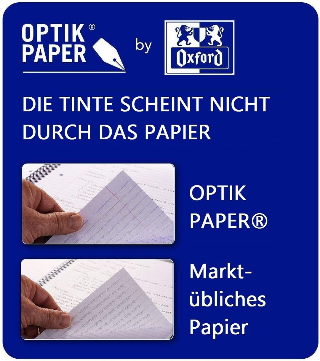 Oxford Schule Klausuren-Block A4, liniert mit Rand, 50 Blatt, orange, 5 Stück Single, Single
