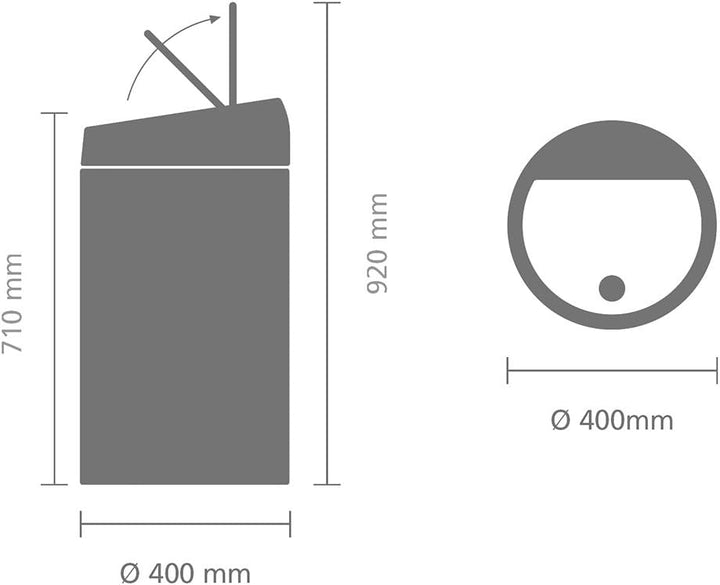 Brabantia 402562 Touch Bin Abfalleimer 60 l, matt schwarz 60 Liter Matt Black, 60 Liter Matt Black
