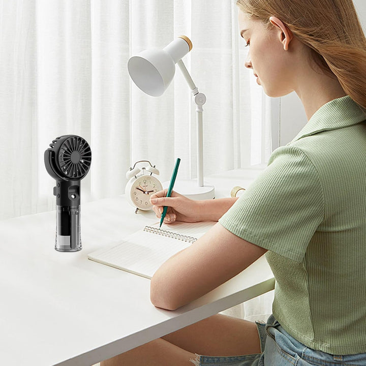 Handventilator mit Wasserkühlung, Tragbarer Handventilator USB Wiederaufladbarer, 4 Geschwindigkeite