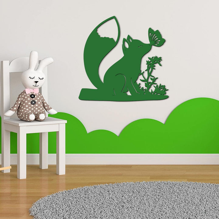 Namofactur Fuchs mit Schmetterling Led Holz Wand Deko - Batteriebetrieb - Farbauswahl - Wanddeko Ges