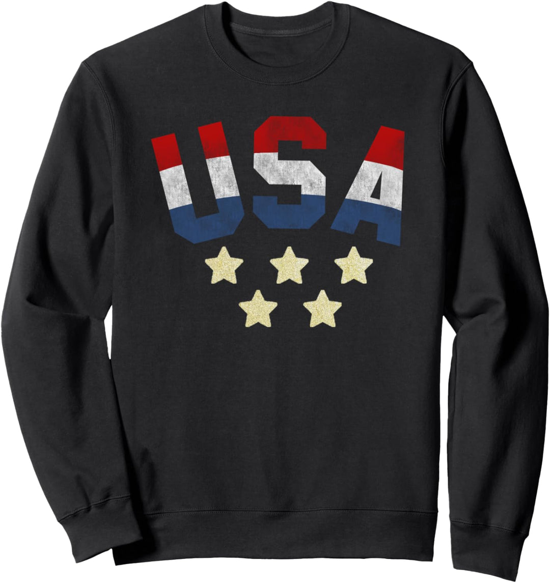 USA Bold Color Stripe Stars Sweatshirt