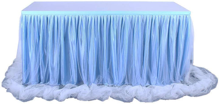 HBBMAGIC Rosa Tüll Tischrock Mit Licht, Single Langer Tüll Tischrock für Hochzeitsfeier Babyparty Br