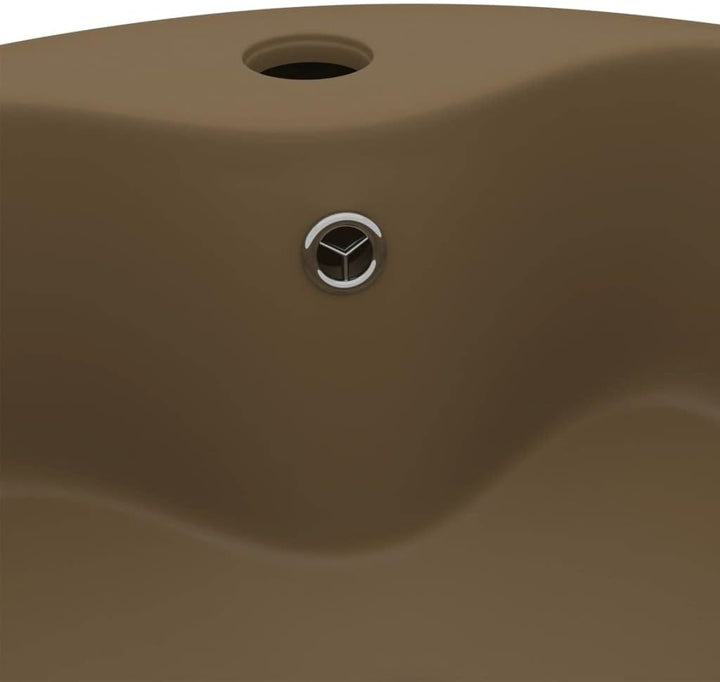 Luxus-Waschbecken mit üBerlauf Matt Creme 36x13 CM Keramik Waschbecken Waschtisch Aufsatzwaschbecken