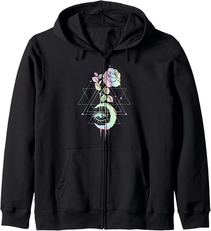 Pastell Mond - Rosen und Dreiecke - Pastel Goth Kapuzenjacke