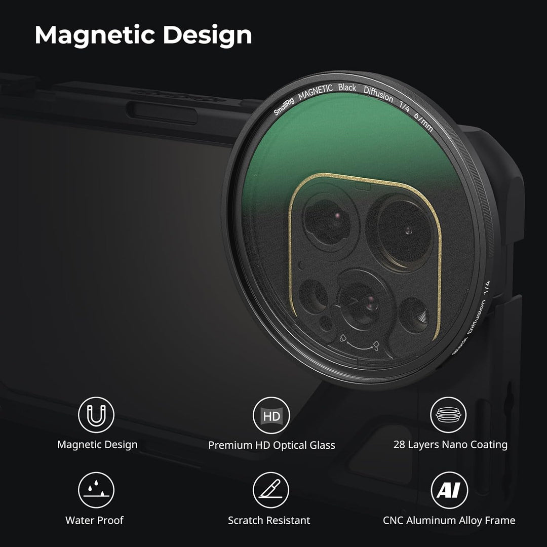 SMALLRIG 67mm Magnetischer Schwarzer Diffusionsfilter 1/4 Filter Nebelfilter + 67mm Gewindefilterrin